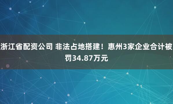 浙江省配资公司 非法占地搭建！惠州3家企业合计被罚34.87万元